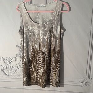 Susan Graver Feather Print Sleeveless Top Size Medium